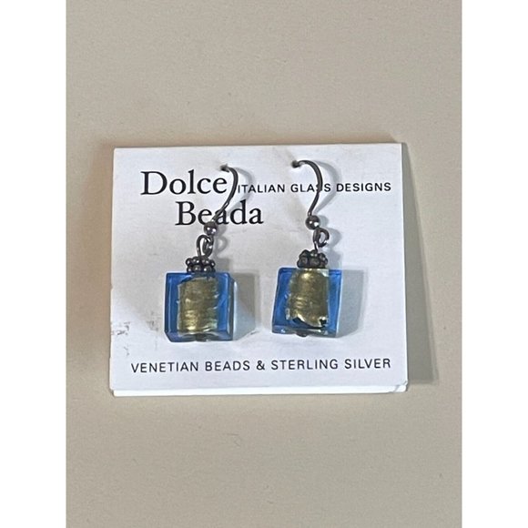 Dolce Beada Italian Glass Designs Venetian Beads Sterling Silver Drop Earrings - Picture 3 of 5